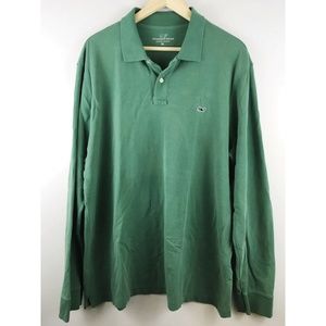 Vineyard Vines Green Long Sleeve Logo Polo